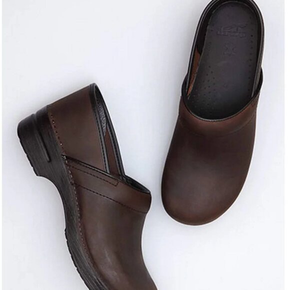 DANKSO Brown Oiled Leather Clogs (worn twice) - Picture 1 of 3